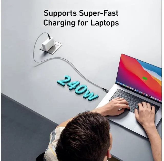 Alt view image 4 of 7 - 240W USB4 Cable, 1.64FT/0.5M 40Gbps Data Transmission, 240W (48V 5A) PD Super Fast Charge Braided USB C Cord, 8K@60Hz HD Extension USB C to Type-C Cable for Thunderbolt 4, for Laptop, Hub, Docking