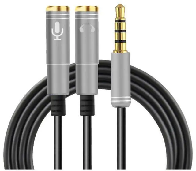 Main image of 2-PACK Headphone Splitter, [Hi-Fi Sound, Copper Shell] 3.5mm Male to 2 Dual 3.5mm Female Audio Splitter Cord Nylon-Braided Stereo Y Splitter for iPhone, Samsung, Smartphones, Tablets-Gray