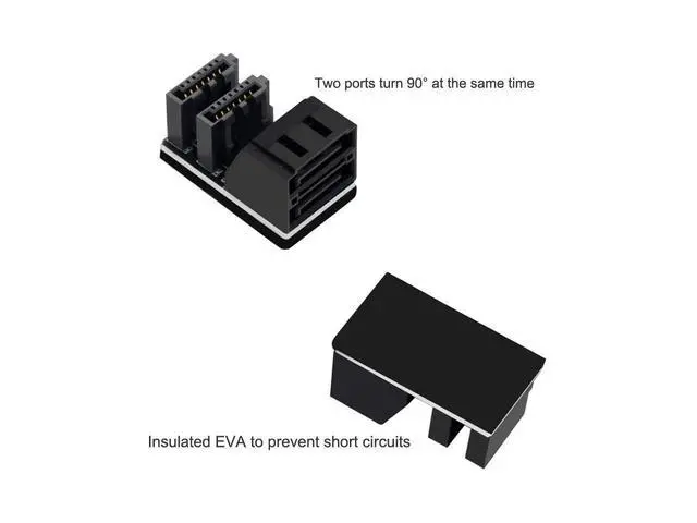 Alt view image 4 of 6 - Dual 90 Degree Steering Adapter SATA 7Pin Female to 7Pin Male 90 Degree Angled Adapter Motherboard SATA Connector for Desktops SSD HDD eokCXOY
