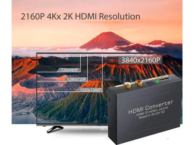 Alt view image 6 of 7 - HDMI Audio Extractor Splitter HDMI to HDMI + Optical + RCA L/R Stereo Audio Out Supports 4k 3D, 1080P(50/60HZ) for Apple TV, PS3/4, Xbox, PC/laptop, HD camera, HD DVR etc eokCXOY