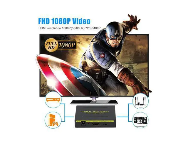 Alt view image 7 of 7 - HDMI Audio Extractor Splitter HDMI to HDMI + Optical + RCA L/R Stereo Audio Out Supports 4k 3D, 1080P(50/60HZ) for Apple TV, PS3/4, Xbox, PC/laptop, HD camera, HD DVR etc eokCXOY