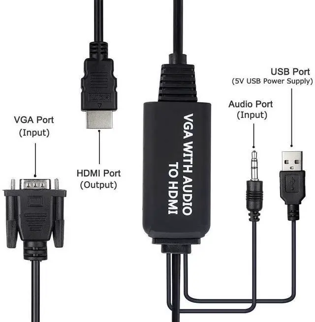Alt view image 3 of 7 - VGA to HDMI Cable 4ft , VGA to HDMI Adapter Cable with Audio for Connecting Old PC, Laptop with a VGA Output to New Monitor, Display, HDTV with HDMI Input (Male to Male) eokCXOY
