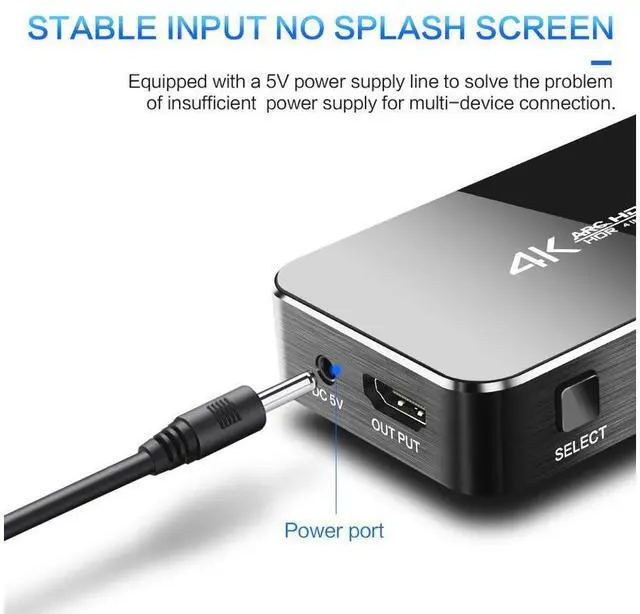 Alt view image 6 of 7 - HDMI Switch 2.0 4K HDMI Splitter Switch 4 In 1 Out HDMI Switcher Audio Extractor ARC & IR Control Support HDR HDMI Switch For PS3 PS4 HDTV eokCXOY