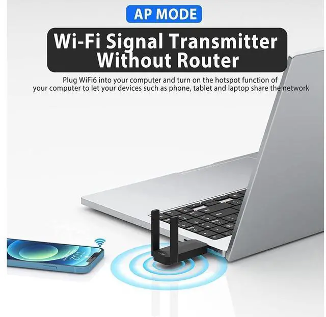 Alt view image 6 of 7 - USB WiFi 6 Adapter for PC, AX1800 USB 3.0 Dual Band Wireless Network Adapter with 2.4G/5G High Gain Antenna, 1800Mbps WiFi Dongle USB WiFi Adapter for PC Desktop Laptop Support Windows11/10 (Black)