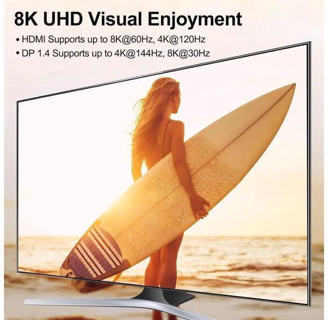 Alt view image 3 of 7 - USB 3.0 KVM Switch 3 PC 3 Monitors, [2 Displayport + HDMI] Triple Monitors KVM Switch, 8K@ 60Hz KVM Switch 4K@144Hz, KVM Switch Displayport 1.4 + HDMI 2.1 for 3 PC Share 3 Display and 4 USB 3.0 Device