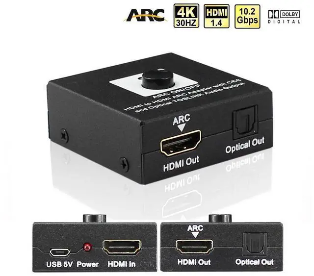 Alt view image 2 of 7 - HDMI to HDMI Audio ARC Return Converter HDMI to HDMI ARC Adapter with CEC and Optical TOSLINK Audio Output eokCXOY