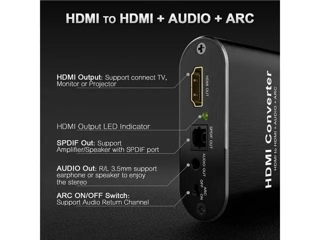 Alt view image 2 of 7 - 4K 60Hz HDMI 2.0 5.1 ARC Audio Extractor for PS5 Xbox Series X 4K HDMI Audio Extractor converter HDMI + SPDIF + 3.5 mm audio Output,OZV8 eokCXOY