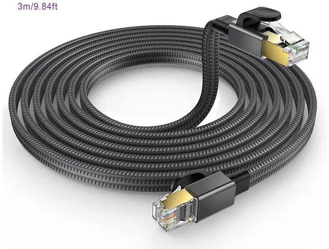 Main image of 40Gbps Cat8 Ethernet Cable Network LAN Patch Cord Gold Plated RJ45 Connector Cat 8 Flat Wire for Router Modem Computer PC eokCXOY