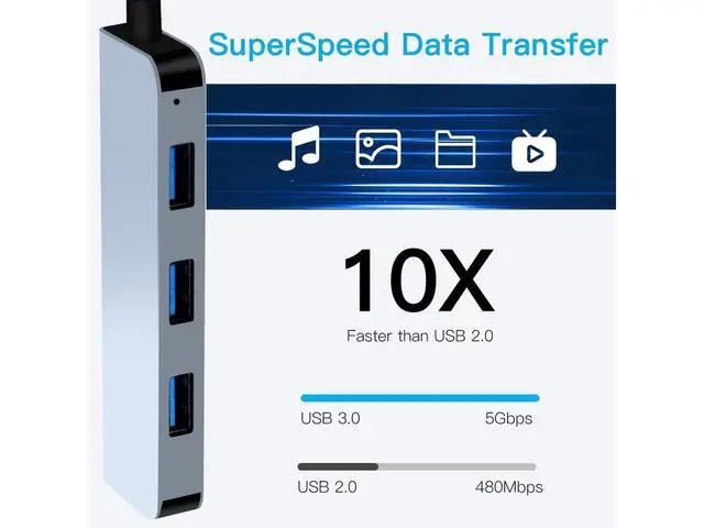 Alt view image 6 of 7 - Aluminum 4 in 1 USB C Splitter USB HUB with USB 3.0,USB 2.0 for MacBook Laptops Desktops eokCXOY