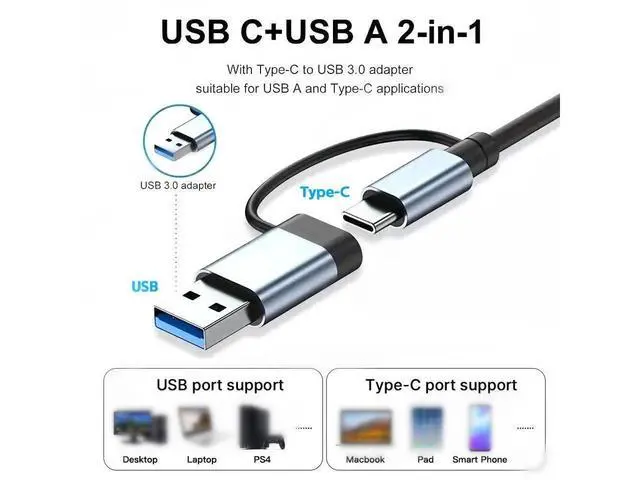 Alt view image 2 of 7 - Aluminum 4 in 1 USB C Splitter USB HUB with USB 3.0,USB 2.0 for MacBook Laptops Desktops eokCXOY
