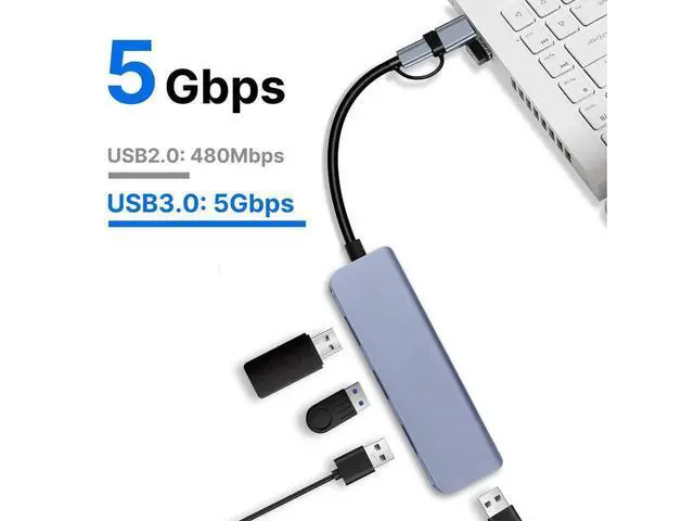 Alt view image 3 of 7 - Aluminum 4 in 1 USB C Splitter USB HUB with USB 3.0,USB 2.0 for MacBook Laptops Desktops eokCXOY