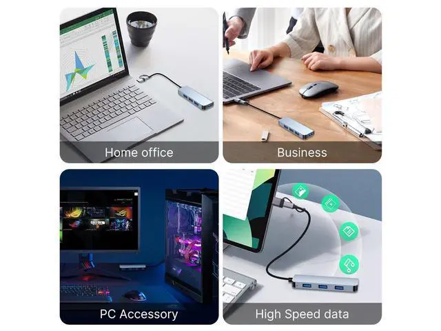 Alt view image 5 of 7 - Aluminum 4 in 1 USB C Splitter USB HUB with USB 3.0,USB 2.0 for MacBook Laptops Desktops eokCXOY