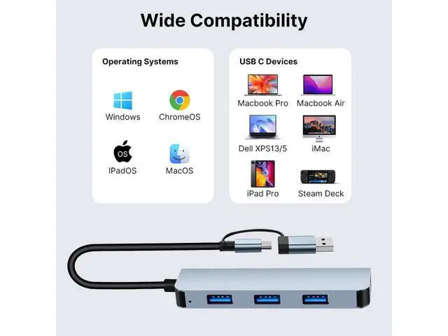 Alt view image 4 of 7 - Aluminum 4 in 1 USB C Splitter USB HUB with USB 3.0,USB 2.0 for MacBook Laptops Desktops eokCXOY