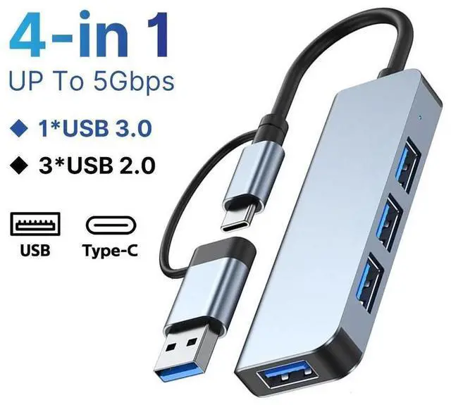 Main image of Aluminum 4 in 1 USB C Splitter USB HUB with USB 3.0,USB 2.0 for MacBook Laptops Desktops eokCXOY