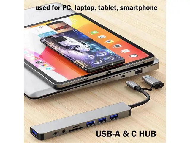 Alt view image 7 of 7 - USB C Hub USB Splitter 8 in 1 USB Extender with 4 USB Port 1 USBC TF/SD Card Reader 3.5mm Audio Output for MacBook Pro/iPad Pro/HP Laptop/Galaxy Phones (1 to 8) eokCXOY