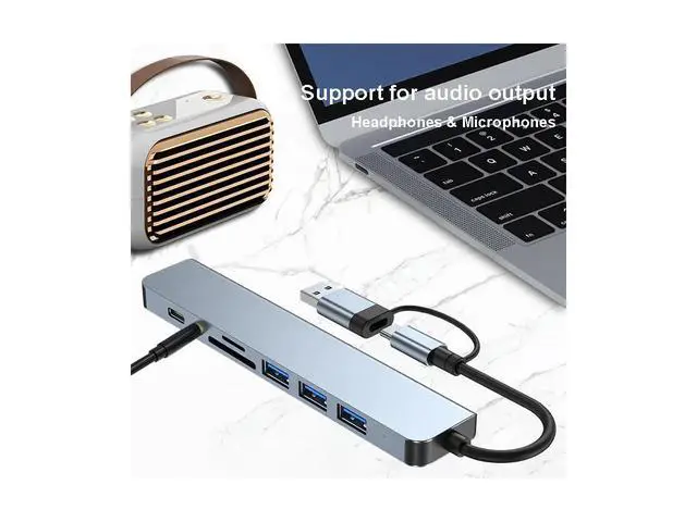 Alt view image 6 of 7 - USB C Hub USB Splitter 8 in 1 USB Extender with 4 USB Port 1 USBC TF/SD Card Reader 3.5mm Audio Output for MacBook Pro/iPad Pro/HP Laptop/Galaxy Phones (1 to 8) eokCXOY