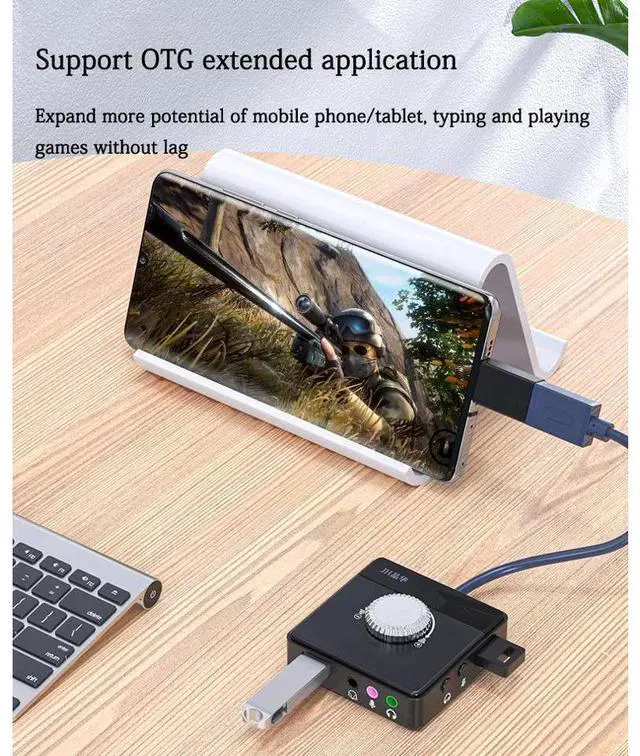 Alt view image 7 of 7 - USB Sound Card Desktop Computer Notebook External Audio Converter Microphone Voice Live Sound Card eokCXOY