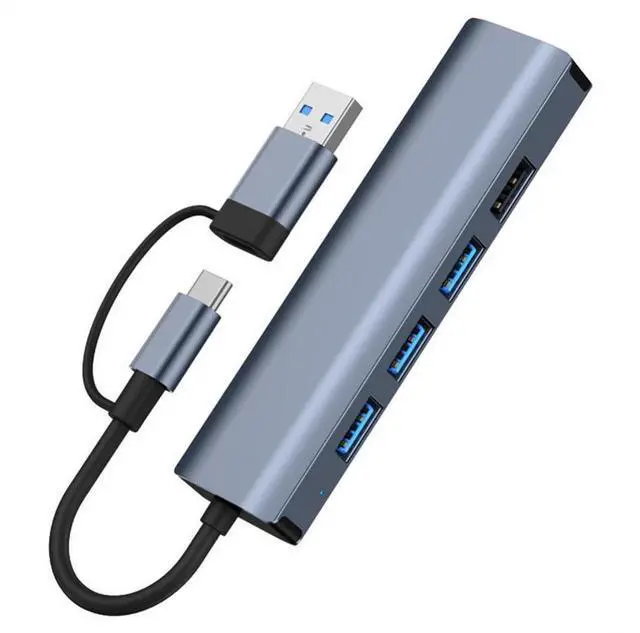 Alt view image 7 of 7 - USB C & USB 3.0 to Ethernet Adapter, [3x USB 3.0 + 1x USB 2.0] 5 in 1 USB Hub with RJ45 10/100/1000 Gigabit Ethernet Adapter Support Windows 10,8.1,Mac OS, Surface Pro,Linux,Chromebook and More