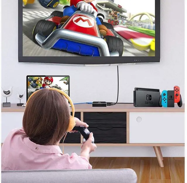 Alt view image 4 of 7 - Capture Card, Audio Video Capture Card with Microphone 4K HDMI Loop-Out, 1080p 60fps Video Recorder for Gaming/Live Streaming/Video Conference, Works for Nintendo Switch/PS4/OBS/Camera/PC