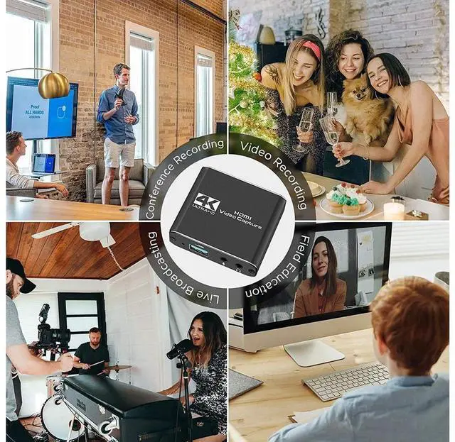 Alt view image 7 of 7 - Capture Card, Audio Video Capture Card with Microphone 4K HDMI Loop-Out, 1080p 60fps Video Recorder for Gaming/Live Streaming/Video Conference, Works for Nintendo Switch/PS4/OBS/Camera/PC