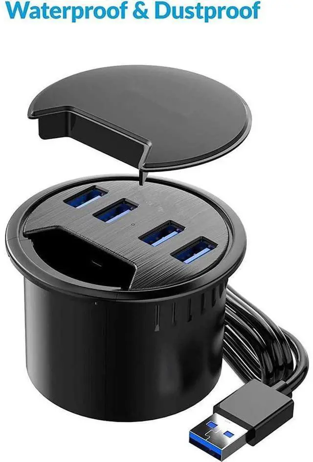 Alt view image 6 of 7 - Desk Grommet USB Hub, 4 Port USB 3.0 Hub, 5Gbps Data Transmission with 4.9ft Cord for Diameter 2.36" or 60mm Hole, Office Accessories, for PC, Flash Drive, HDD Enclosure and Other USB Devices eokCXOY