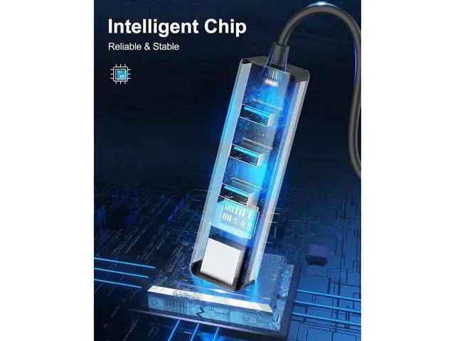 Alt view image 6 of 7 - USB C to 3 x USB 3.0 Hub with Ethernet Adapter, 4-in-1 10/100/1000Mbps Ethernet RJ45 to USB-C/Thunderbolt 3 to Gigabit Ethernet LAN Network Adapter for Mac Chromebook, XPS, Surface Book 3/2/Go etc.