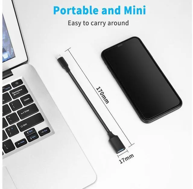 Alt view image 4 of 7 - USB C to USB Adapter Longwwin Type C OTG Cable 1 Pack USB C Male to USB 3.0 A Female Cable Connector Compatible for MacBook Pro 2019 2018, Samsung Galaxy S10 S9 S8 Note 9 8, LG V40 G6 eokCXOY