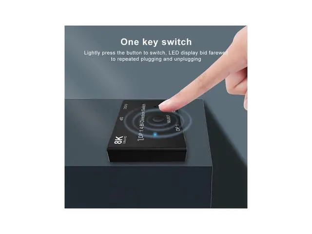 Alt view image 3 of 7 - 8K DisplayPort Switch Bidirectional DP 1.4 KVM Splitter 2 in 1 Out - Supports 8K 4K 1080P HD, Manual DP Switcher for PC Host Monitor etc eokCXOY