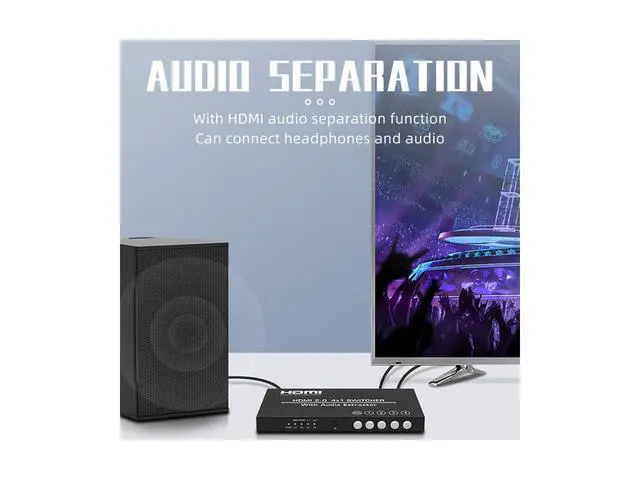 Alt view image 3 of 7 - HDMI 2.0 Switch 4K@60HZ HD 4 Port HDMI Switcher 4 In 1 out Audio Separation with 3.5mm Analog Audio Digital Fiber Coaxial Port Remote Control eokCXOY