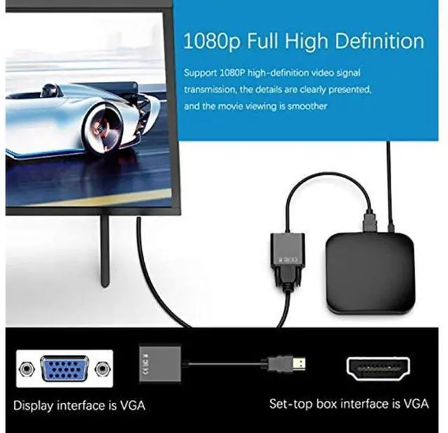 Alt view image 4 of 7 - HDMI to VGA for 1080P Active HDTV HDMI to VGA adapter Converter Male to Female Compatible with TV, PC, Laptop, Xbox,Monitor, Projector,Chromebook, and more,Black (Adapter)