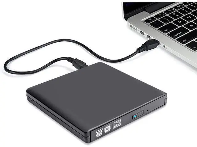 Main image of External CD/DVD Drive, USB 2.0 Slim Protable External CD-RW Drive CD Burner DVD-R Reader Player for Laptop Notebook PC Desktop Computer, Black eokCXOY