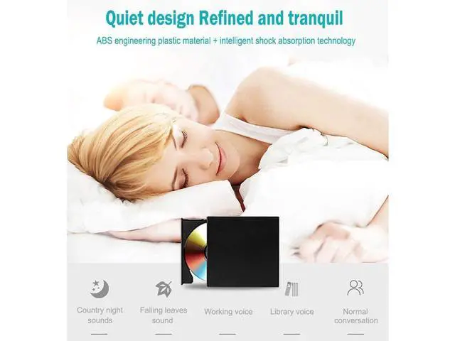 Alt view image 4 of 7 - External CD/DVD Drive, USB 2.0 Slim Protable External CD-RW Drive CD Burner DVD-R Reader Player for Laptop Notebook PC Desktop Computer, Black eokCXOY