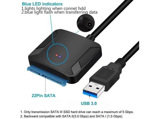 Alt view image 2 of 7 - USB 3.0 to SATA Adapter SATA to USB Cable SATA to USB 3.0 External Converter 5Gbps High Speed Plug and Play Cable USB 3.0 to SATA III Hard Driver Adapter Compatible for 2.5/3.5 Inch HDD SSD eokCXOY