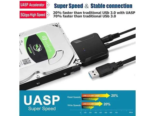 Alt view image 4 of 7 - USB 3.0 to SATA Adapter SATA to USB Cable SATA to USB 3.0 External Converter 5Gbps High Speed Plug and Play Cable USB 3.0 to SATA III Hard Driver Adapter Compatible for 2.5/3.5 Inch HDD SSD eokCXOY