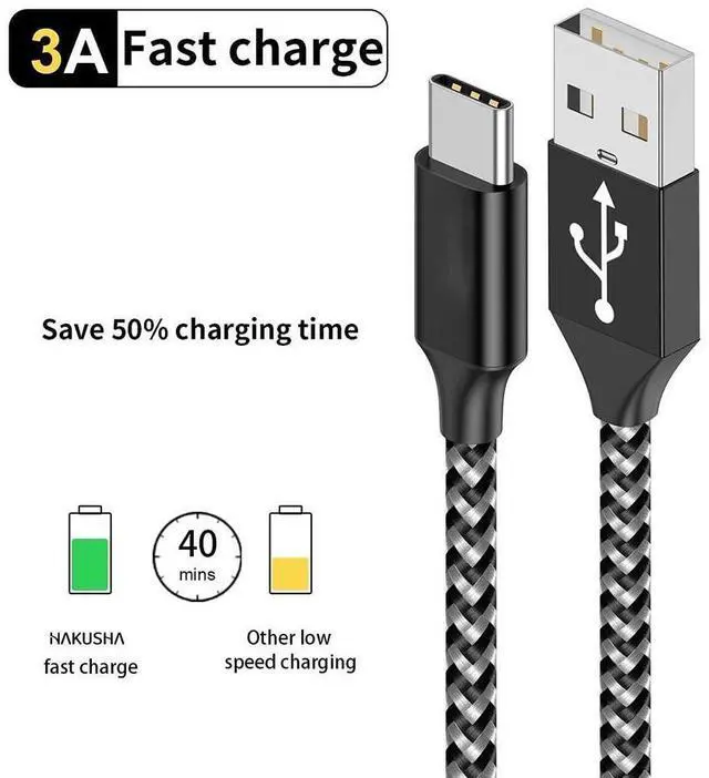 Alt view image 6 of 7 - 5Pack (3/3/6/6/10FT) Fast Charging 3A USB-C to USB-A Nylon Braid Cable Rapid Charger Quick Cord USB C Cable Compatible Samsung Galaxy S10 S9 S8 Plus, Note 10 9 8, LG V50 V40 G8 G7 eokCXOY