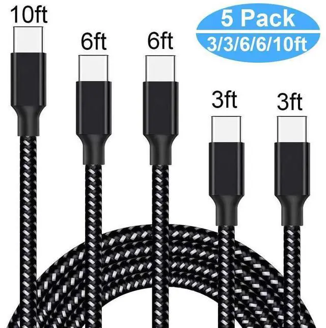Main image of 5Pack (3/3/6/6/10FT) Fast Charging 3A USB-C to USB-A Nylon Braid Cable Rapid Charger Quick Cord USB C Cable Compatible Samsung Galaxy S10 S9 S8 Plus, Note 10 9 8, LG V50 V40 G8 G7 eokCXOY