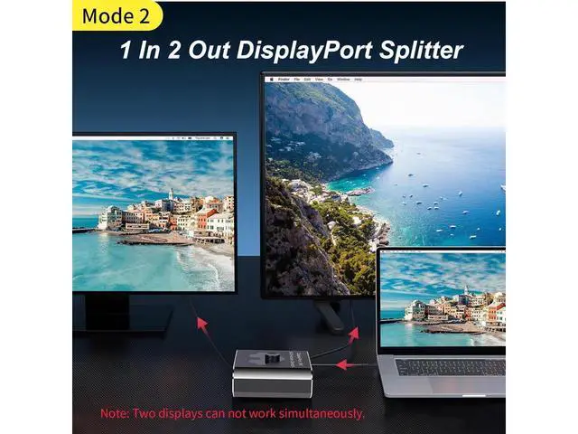 Alt view image 4 of 7 - 2 Port DisplayPort Switch Bidirectional, 8K Bi-Direction Display Port Switch 2 in 1 Out / 1 in 2 Out Manual Switch DP Switcher Selector Box Support 8K@60Hz 4K@120Hz for PC/Laptop/Game Console eokCXOY