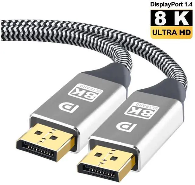 Main image of DisplayPort Cable 1.4, 8K 3.3FT DP Cable 32.4Gbps 8K@60Hz HBR3 4K@60Hz/144Hz/120Hz 5K@60Hz 1080P@240Hz Support FreeSync G-Sync HDR10 for Gaming Monitor Graphics Card - Silver eokCXOY