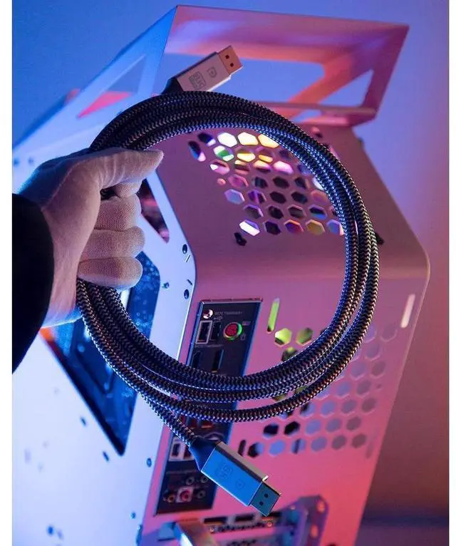 Alt view image 2 of 7 - DisplayPort Cable 1.4, 8K 3.3FT DP Cable 32.4Gbps 8K@60Hz HBR3 4K@60Hz/144Hz/120Hz 5K@60Hz 1080P@240Hz Support FreeSync G-Sync HDR10 for Gaming Monitor Graphics Card - Silver eokCXOY
