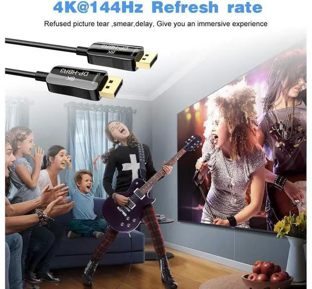 Alt view image 7 of 7 - DisplayPort Cable, 8K DP Cable -(4K@144Hz, 8K@60Hz, 2K@165Hz) Gold-Plated DP to DP Cable Ultra High Speed Display Port Cable for Laptop PC TV etc- Gaming Monitor Cable - 10m 33ft