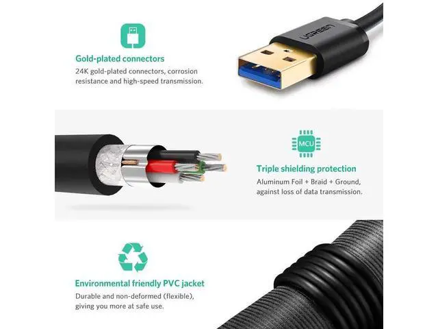 Alt view image 3 of 7 - USB 3.0 Cable (USB to USB Cable Male to Male) for External Hard Drives, Modems, Printers, Cameras, Computer, Laptop & More (3.3 Feets, 1m) eokCXOY