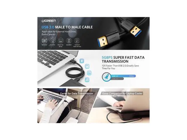 Alt view image 7 of 7 - USB 3.0 Cable (USB to USB Cable Male to Male) for External Hard Drives, Modems, Printers, Cameras, Computer, Laptop & More (3.3 Feets, 1m) eokCXOY