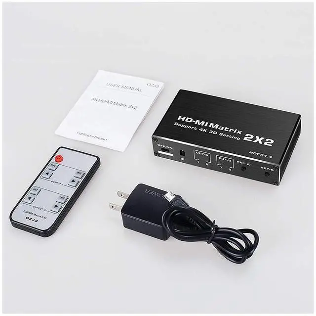 Alt view image 7 of 7 - 2x2 Matrix HDMI Switch 4K 60Hz, 4K@60Hz 2in 2out HDMI Matrix Switch with IR Remote Control, Support HDMI 2.0b, HDCP 1.4 , HDR, Ultra HD, 3D , 18Gbps,YUV 4:2:0,(OZJ3) eokCXOY