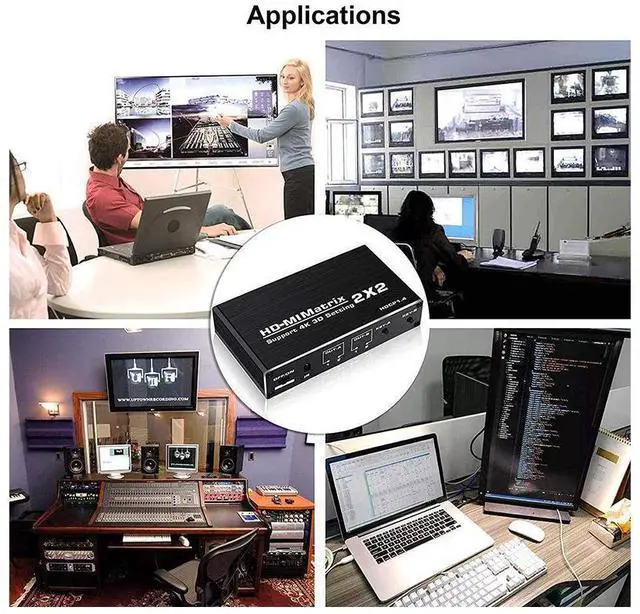 Alt view image 6 of 7 - 2x2 Matrix HDMI Switch 4K 60Hz, 4K@60Hz 2in 2out HDMI Matrix Switch with IR Remote Control, Support HDMI 2.0b, HDCP 1.4 , HDR, Ultra HD, 3D , 18Gbps,YUV 4:2:0,(OZJ3) eokCXOY