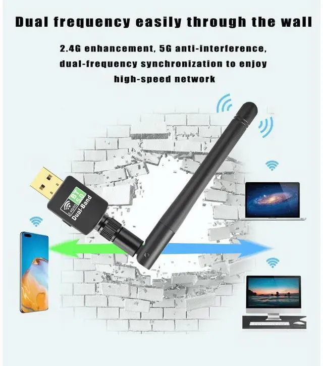 Alt view image 2 of 7 - [ 2 in 1] AC600 WiFi Bluetooth Dongle, 600Mbps Dual Band 2.4/5Ghz USB Wireless Adapter, Bluetooth 5.0 Adapter External Receiver with High Gain Antenna for PC/Desktop/Laptop, Windows 11/10/8.1/7