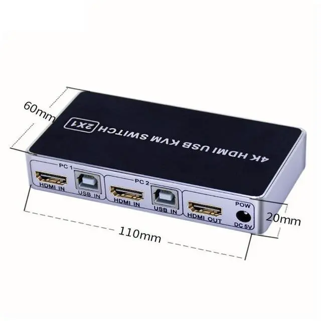 Alt view image 3 of 7 - 4K HDMI KVM Switch 2 In 1 Out Two Computers 2 Ports Hosts Share Mouse Keyboard Monitor Printer 2 PC Sharing USB Device,USB KVM Switcher Fast Switching,Plug and Play eokCXOY
