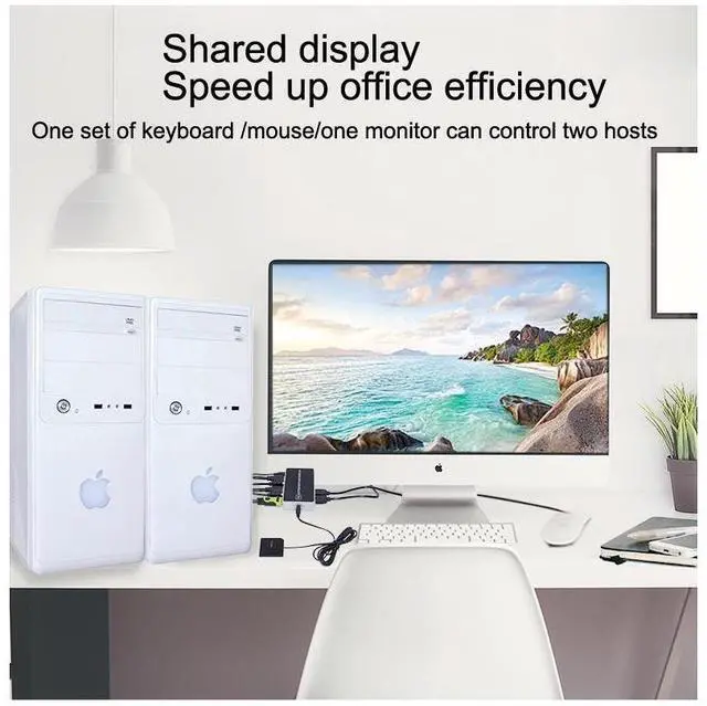 Alt view image 6 of 7 - 4K HDMI KVM Switch 2 In 1 Out Two Computers 2 Ports Hosts Share Mouse Keyboard Monitor Printer 2 PC Sharing USB Device,USB KVM Switcher Fast Switching,Plug and Play eokCXOY