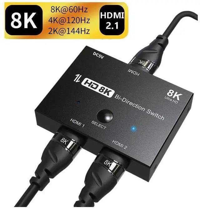 Main image of HDMI 2.1 Ultra 8K HD Bi-Directional Switch 8K@60Hz 4K@120Hz 1in 2out, 2in 1out High Speed 48Gbps Splitter Converter Compatible with Xbox PS5 Projectors Monitors eokCXOY