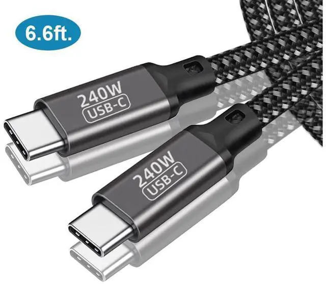 Main image of Braided USB C Cable, USB C to USB C Cable 240W 6.6ft, USB Type C PD 3.1 Charger Fast Charging Cable for Laptop Smartphones Tablet Power Adapter etc. (2M, Black)