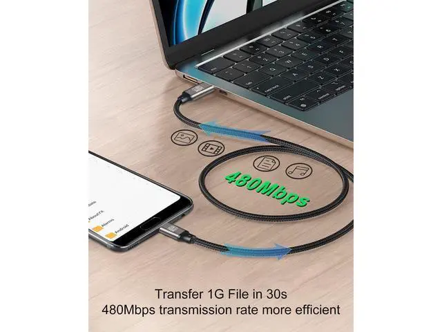 Alt view image 4 of 7 - Braided USB C Cable, USB C to USB C Cable 240W 6.6ft, USB Type C PD 3.1 Charger Fast Charging Cable for Laptop Smartphones Tablet Power Adapter etc. (2M, Black)